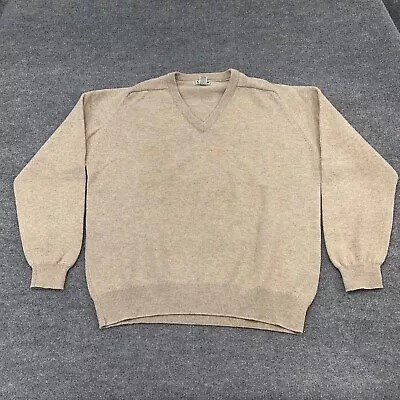 Vintage LL Bean Sweater Men XL Cream V-Neck Wool Lambswool Made In Scotland READ • $22.95