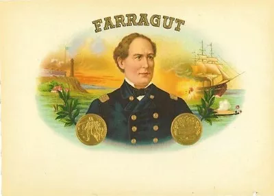 Farragut Naval US CIvil War Original Cigar Box Label • $28.99