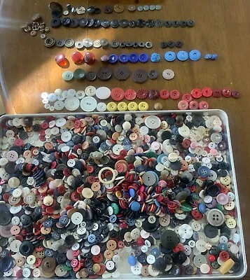 Antique Vintage 2 Lb + Huge Button Lot Mixed Plastic Shell Metal & Glass • $14.99