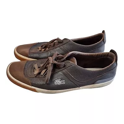 LACOSTE Alecto E Mens Shoes Brown Leather Sneakers Size 11 US 10 UK 44.5 EUR • $59.95