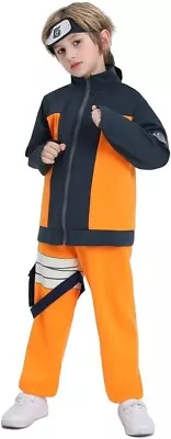 Boy's Uzumaki Naruto Costume Anime Kid's Cosplay W/ Headband Size L Large (5-7) • $36.89