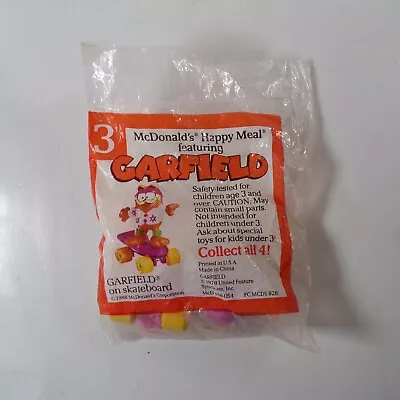 McDonalds Happy Meal Prize #3: Garfield In Skateboard Toy 1988 New-in-Packaging • $5