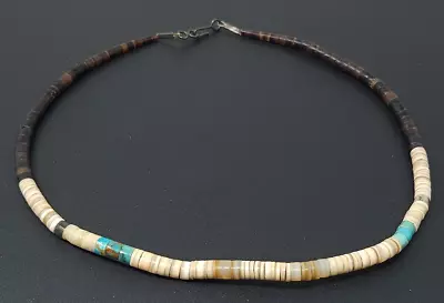 Vintage Navajo Horn Turquoise Beaded Necklace 15  • $35