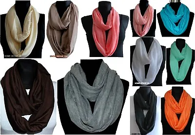 Lovely New Women Ladies Jersey Circle Loop Cowl Shawl Infinity Plain Scarf Snood • £6.99