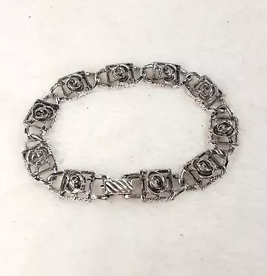 * BEAUTIFUL Vintage Sarah Coventry Antique Silver Tone Rose Bracelet • $18