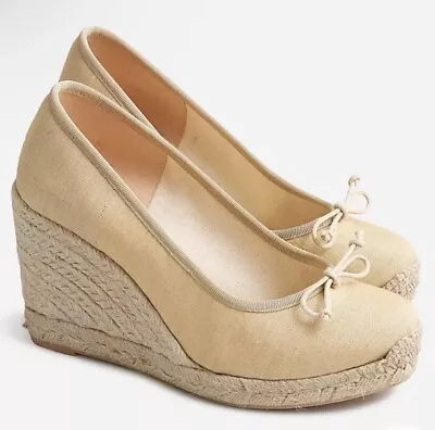 J. Crew NEW Seville Made-in-Spain Espadrille Wedges - Dessert Sand - Size 10 • $38.25