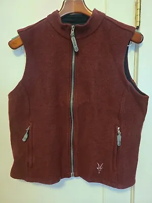 Ibex Women's Size L Maroon Vest 100% Wool Full Zip Side Pockets • $65