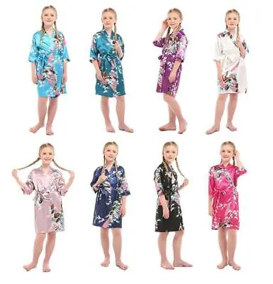 £2.49 • Buy Kids Silk Satin Flower Girls Child Kimono Robe Nightwear Wedding Gown Dressing