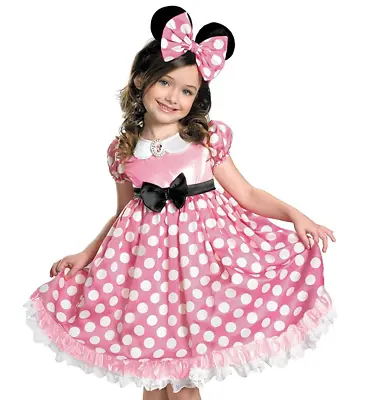 Girl's Disney Minnie Mouse Pink Glow In The Dark Dot Dress Costume SIZE M (Used) • $34.99