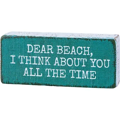 Dear Beach I Think About You All The Time Block Wood Tier Tray Sign Shelf Sitter • $7.98