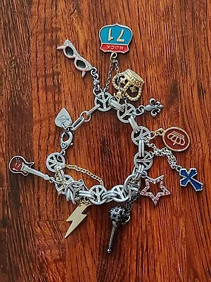 Hard Rock Cafe Charm Bracelet Cross Guitar Music Microphone Star Peace Jewelry • $27.99