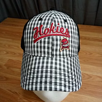 Hokies Cap Hat Virginia Tech Strapback Black And White Plaid Cotton Fan Favorite • $19