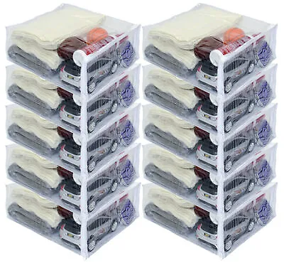 10-Pack Heavy Duty Vinyl Zippered Closet Square Storage Bags Clear 9  X 11  X 4  • $23.99