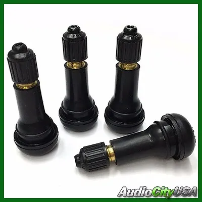 1 Set Of 4 Pcs TR413 SNAP-IN TIRE VALVE STEMS WITH CAPS BLACK RUBBER • $1.99