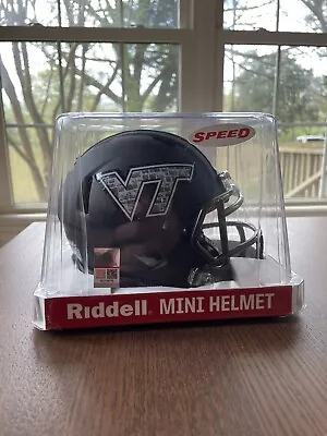 Virginia Tech Hokies Speed Mini Helmet Riddell NCAA Matte Black New! • $30