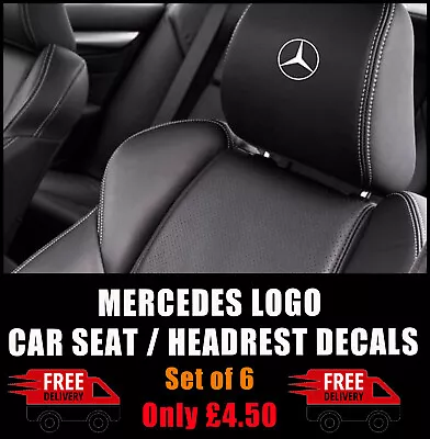 MERCEDES LOGO CAR SEAT DECALS NEW - Vinyl Stickers - Graphics X6 Car Stickers • £5.99