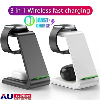 Wireless Charger Dock Charging Station 3 In 1 For Qi Apple Watch IPhone 14 13 12 • $26.59