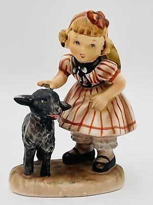 RARE Vintage Lefton Nursery Rhyme Baa Baa Black Sheep Girl Figurine Japan • $29.94