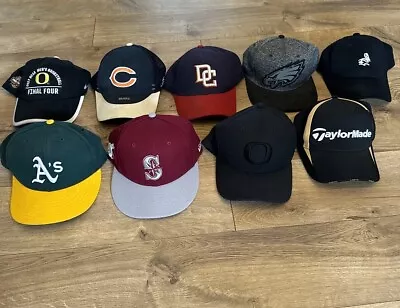 Vintage Slightly Used Hat Lot Of 9 Sports Snapback Hat Caps • $15.79