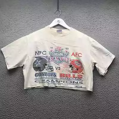 Vintage Cowboys Vs Bills Cropped T-Shirt Women's M NFC AFC Super Bowl Champions • $19.99