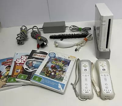 Nintendo Wii Console Bundle ! + 4 Games 2 Controllers + All Cables *Tested* PAL • $89.99