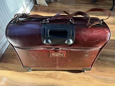 £42 • Buy Luxury Vintage Brown DUNHILL 2 Wheeled Suit Carrier Leather Trimmed