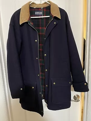 Land's End Virgin Wool Pea Coat Mens Large  Full Zip  VTG • $12.99