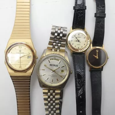 Lot Of (4) Vtg Estate Watches Candino Benrus Movado (DO Not Run) Parts Repair • $39