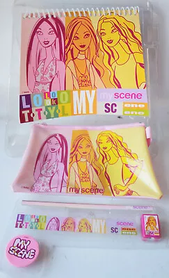 My Scene Stationery Set Pencil Bag Case Notebook Eraser Sharpener Mattel New • $59.93