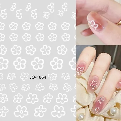 Nail Art Stickers Transfers Decals White Spring Flowers Fern Daisy Daisies J1864 • £2.05