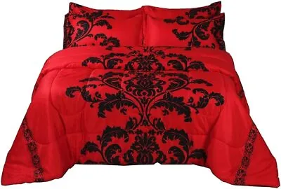 $116.46 • Buy A Nice Night Boho Paisley Black Flower Soft Microfiber Comforter Set , Red Queen