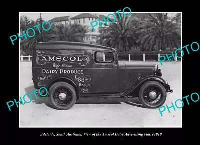 OLD POSTCARD SIZE PHOTO ADELAIDE SA THE AMSCOL DAIRY DELIVERY VAN C1910 • $7