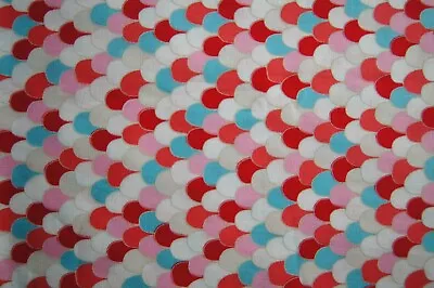 1/2  For Your Nest  Pink Red Blue White Bubbles Cotton Quilting Fabric 18  X 44  • $5