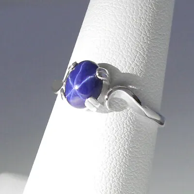 $97.94 • Buy Cornflower Blue Star Sapphire Ring Sterling Silver 925 / Bypass-Style