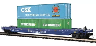 Mth Premier Csx Husky Stack Car 20-95280! O Scale Double Intermodal Evergreen • $129.99