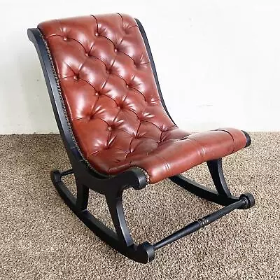 Regency Tufted Leather Rocking Chair • $595