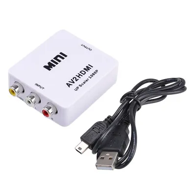 Mini Composite CVBS 3RCA AV To HDMI Video Converter Adapter 1080p Upscaler White • $9.99