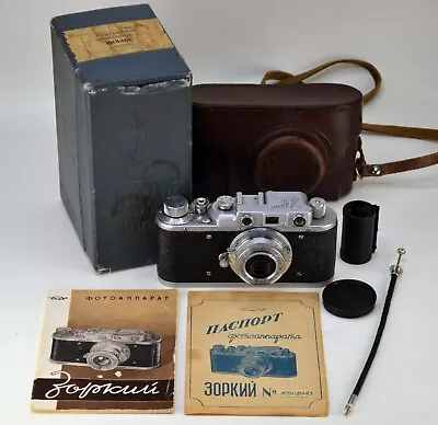 SOVIET USSR  ZORKI 1  Rangefinder Camera + TUBE INDUSTAR-22 Lens FULL SET (4) • $164.99