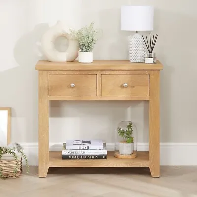 Cheshire Limed Oak 2 Drawer Hall Console Table -Living Room Storage Shelf -LR26 • £239