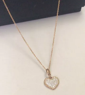 DAVID YURMAN 18K Rose Gold Pave Dia Plate Heart Charm Necklace $1500 NWT 18” • $1230