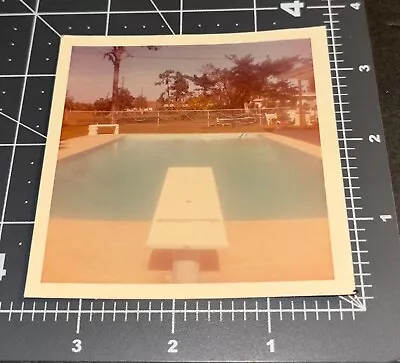 1960s Empty SWIMMING POOL Diving Board Vintage COLOR Snapshot PHOTO • $18.95