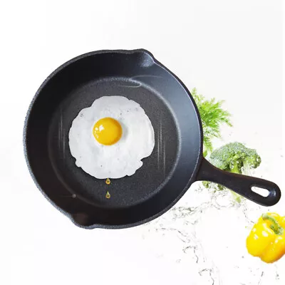 £12.99 • Buy Cast Iron Non Stick Griddle Frying Pan Grill Skillet Cooking Fry Steak BBQ Pizza