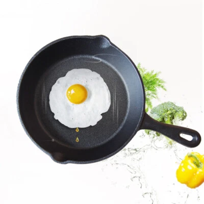 £12.99 • Buy Cast Iron Non Stick Griddle Frying Pan Grill Skillet Cooking Fry Steak BBQ Pizza