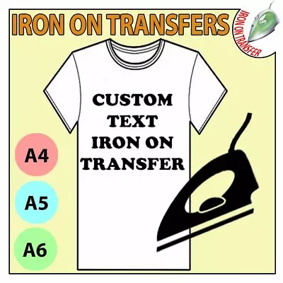 Custom Iron On T Shirt Clothing Transfer Text Name Font Colour Personalised • £2.49