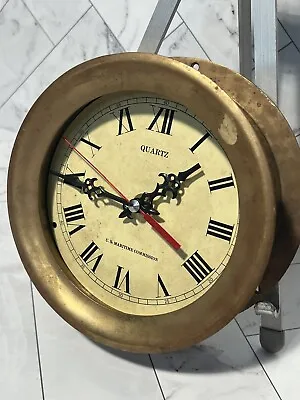 Vintage Brass Maritime Commission “Quartz” Clock Nautical Decor • $100
