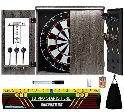 Dart Board Cabinet Set With 18 Inch Bristle Dartboard Darts Holder Wall Mounted  • $134.90