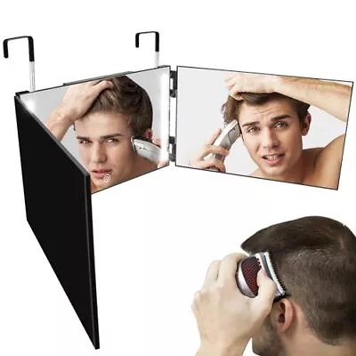 3 Way Mirror For Self Hair Cutting With LED Lights Rechargeable 360 Barber M... • $44.40