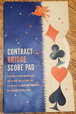 Vintage Contract Bridge Score Pad Wheel Advertising Mobilheat Mobil Flying Horse • $5.99