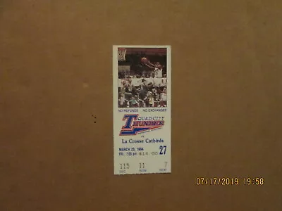CBA Quad City Thunder Vs LaCrosse Catbirds Vintage Defunct 1994 Full Ticket • $15