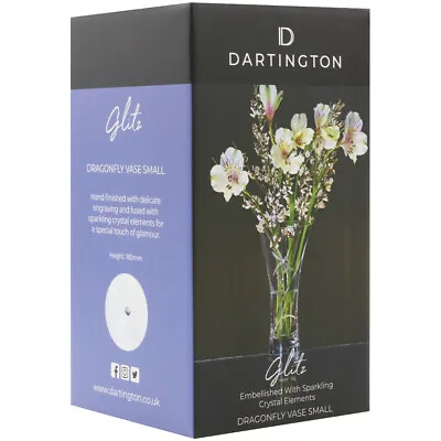 Dartington Vase Glitz Dragonfly Collection Small 18cm Hand Finished Engraved • £34.99